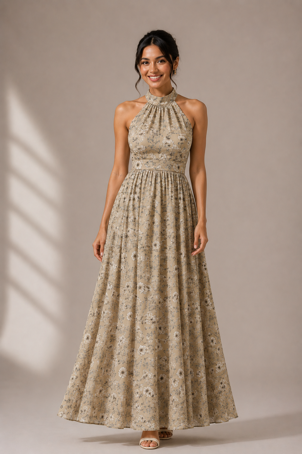 Handblock Print Halter Maxi Dress – Desert Bloom