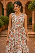 Summer Garden Sleeveless Dress – Ivory Rose