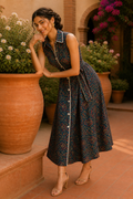 Vintage Bloom Sleeveless Midi Dress – Indigo Garden