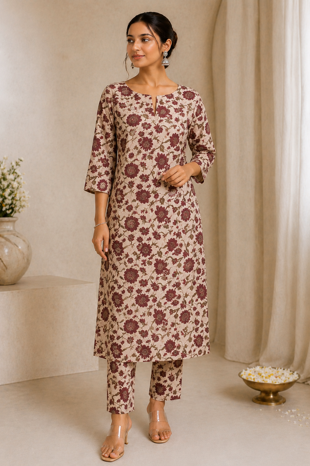Zyra Label Floral Straight Kurta Co-Ord Set