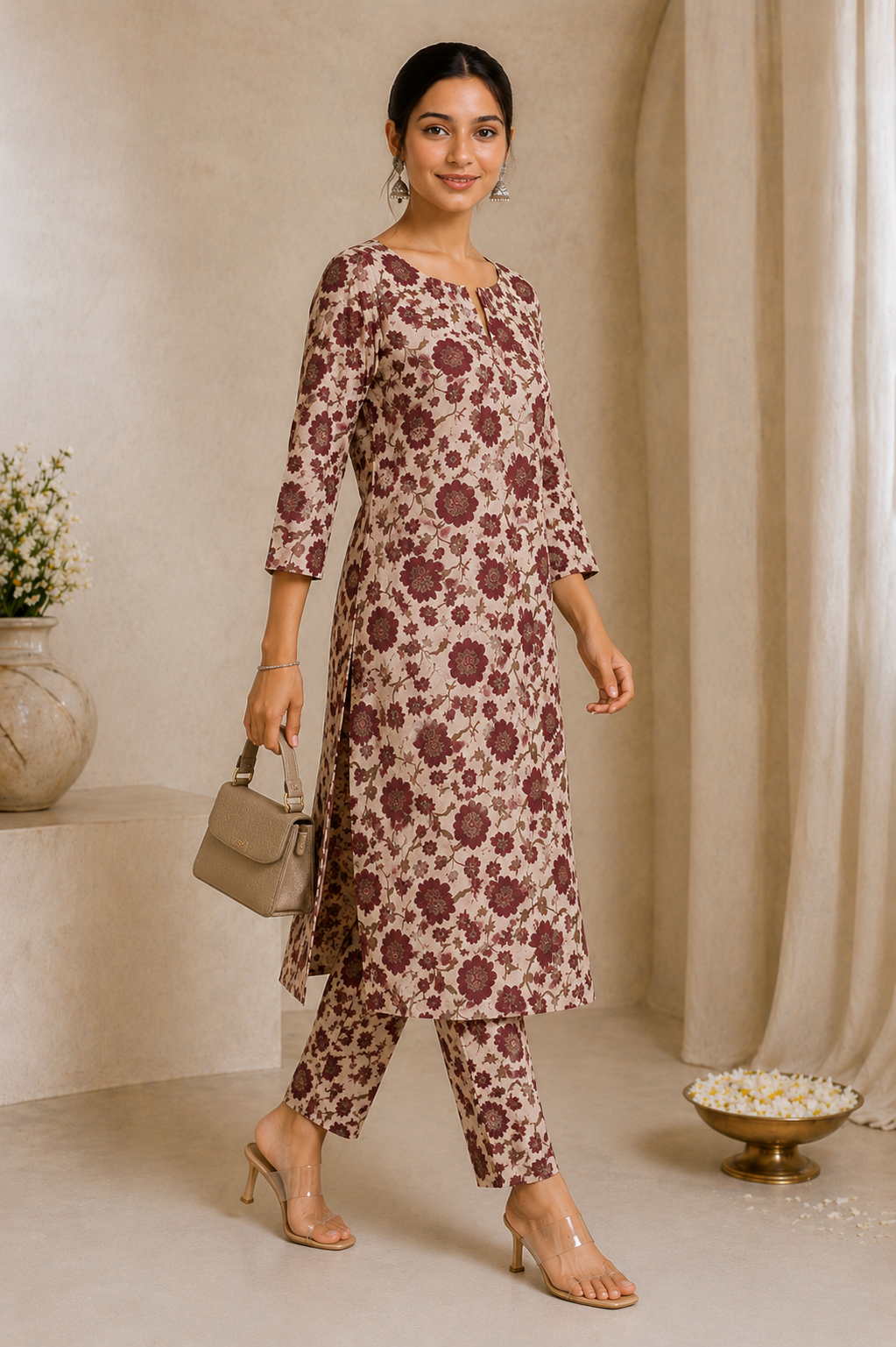 Zyra Label Floral Straight Kurta Co-Ord Set