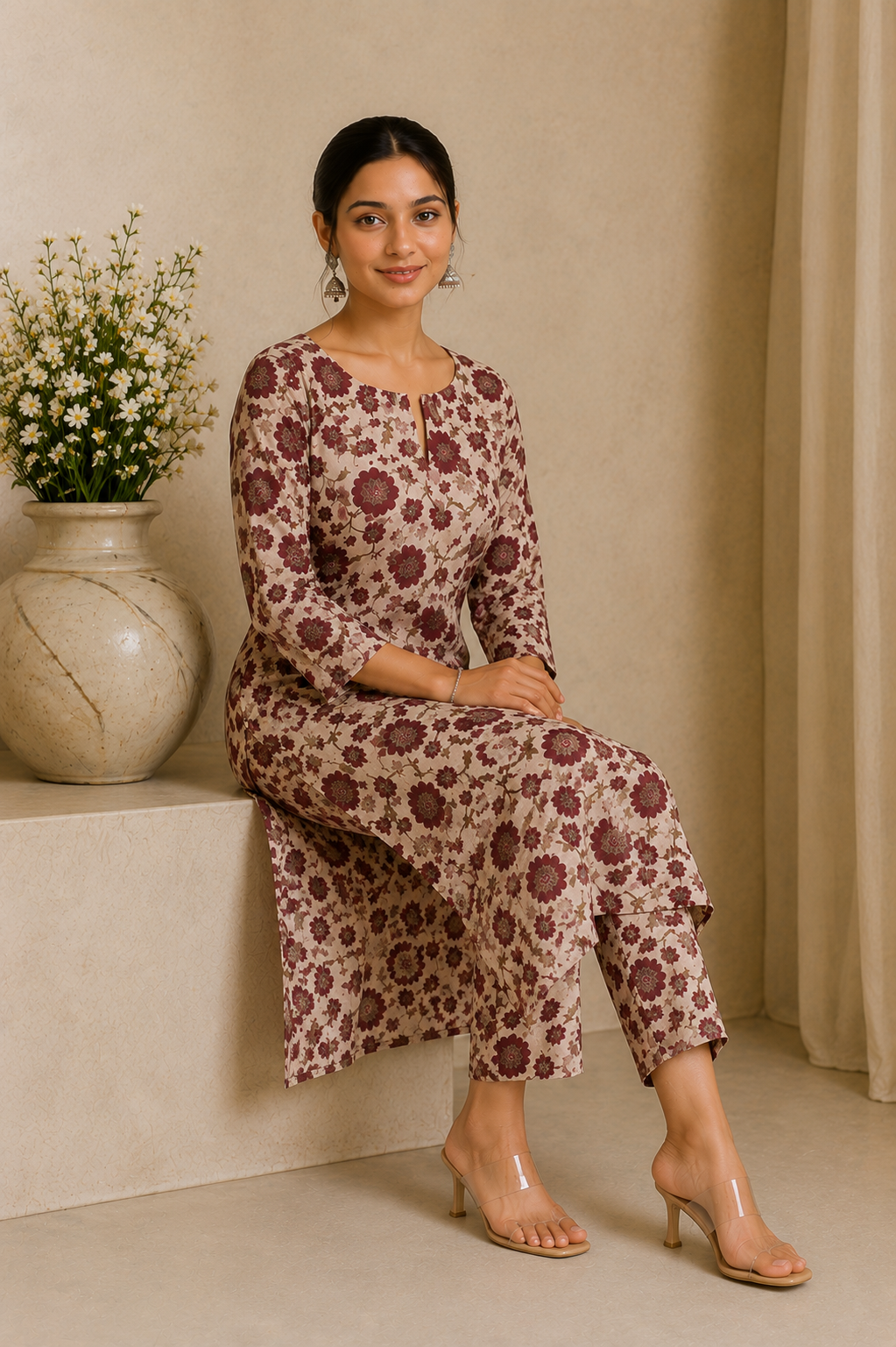 Zyra Label Floral Straight Kurta Co-Ord Set