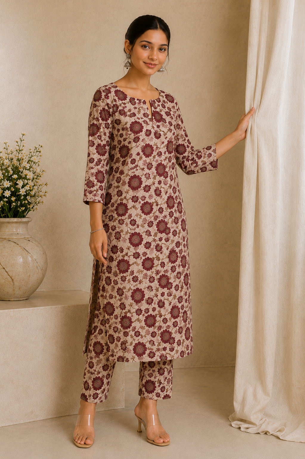 Zyra Label Floral Straight Kurta Co-Ord Set