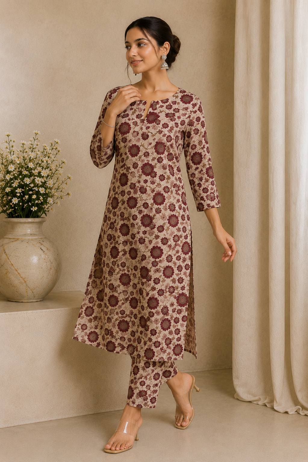 Zyra Label Floral Straight Kurta Co-Ord Set