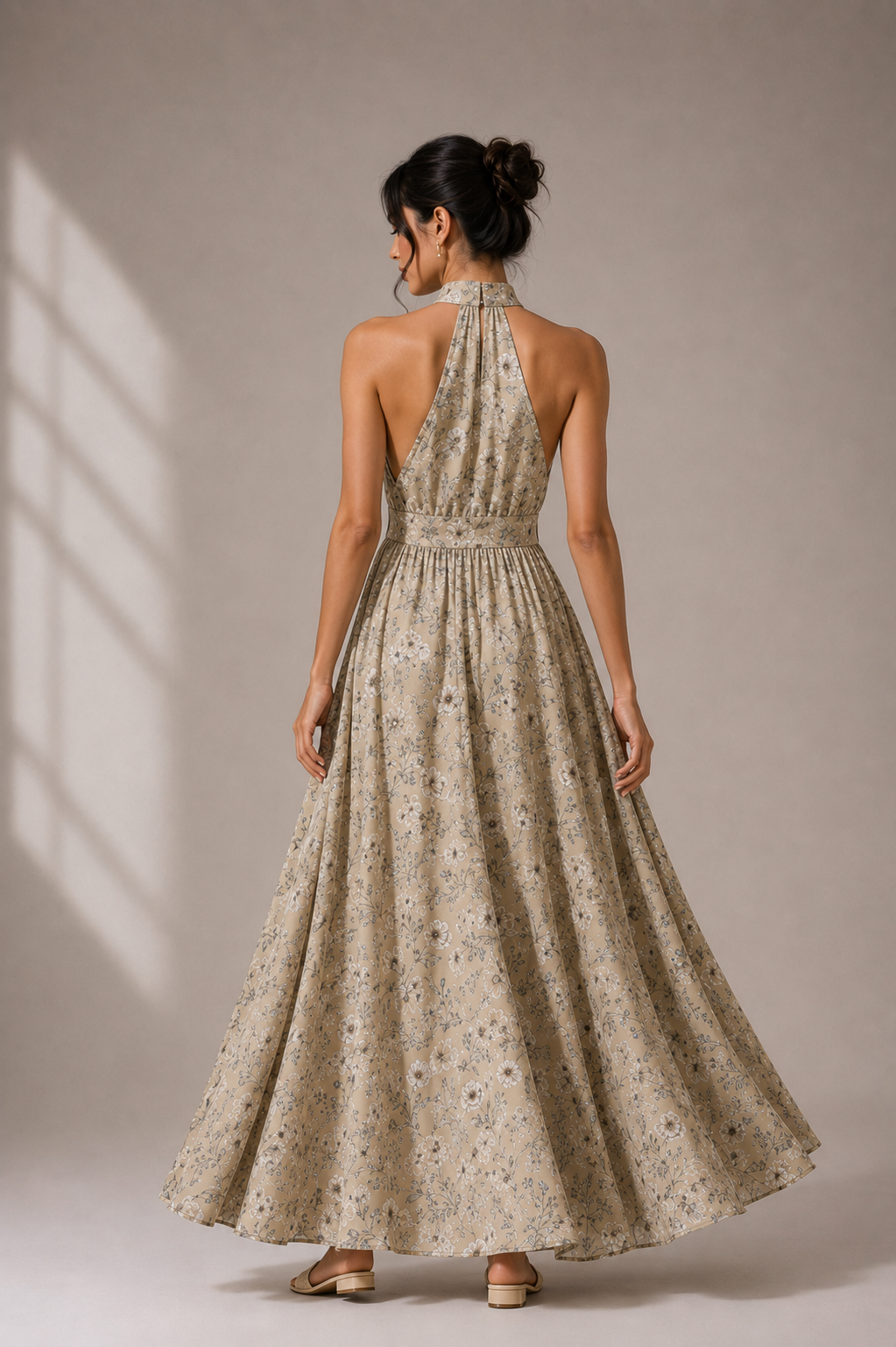 Handblock Print Halter Maxi Dress – Desert Bloom