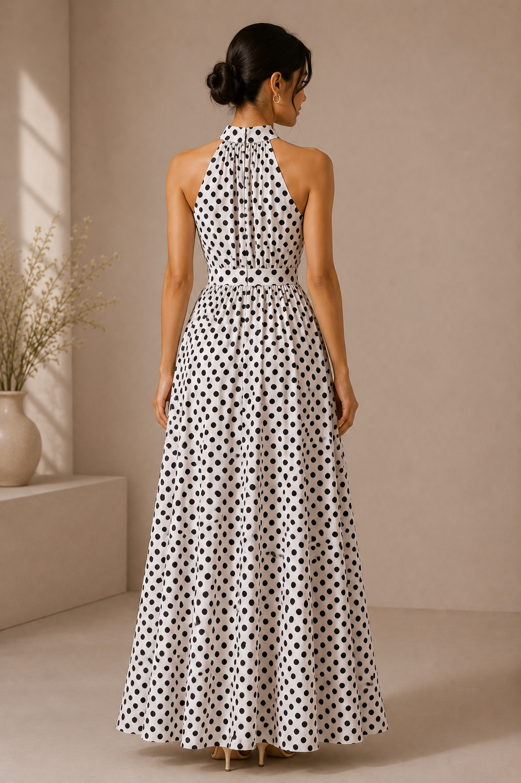 Halter Neck Flare Dress – Retro Polka Dot