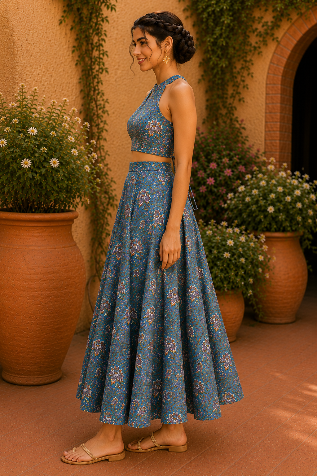 Halter Neck Cotton Co-Ord Set – Wildflower Breeze