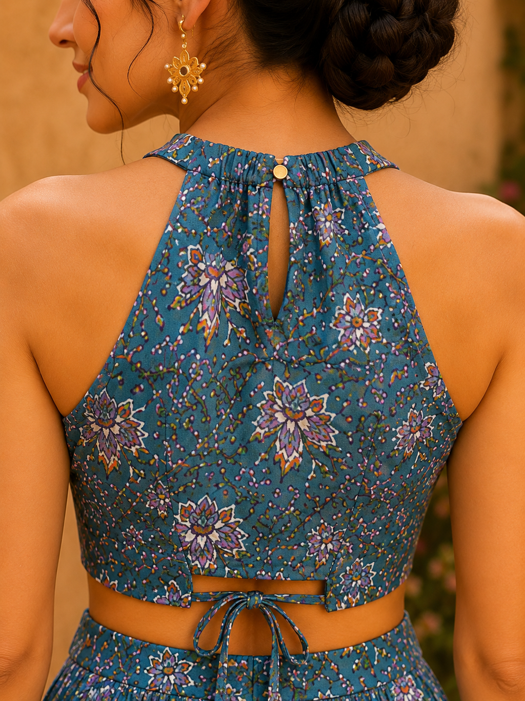 Halter Neck Cotton Co-Ord Set – Wildflower Breeze