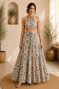 Halter Neck Cotton Co-Ord Set – Rustic Bloom