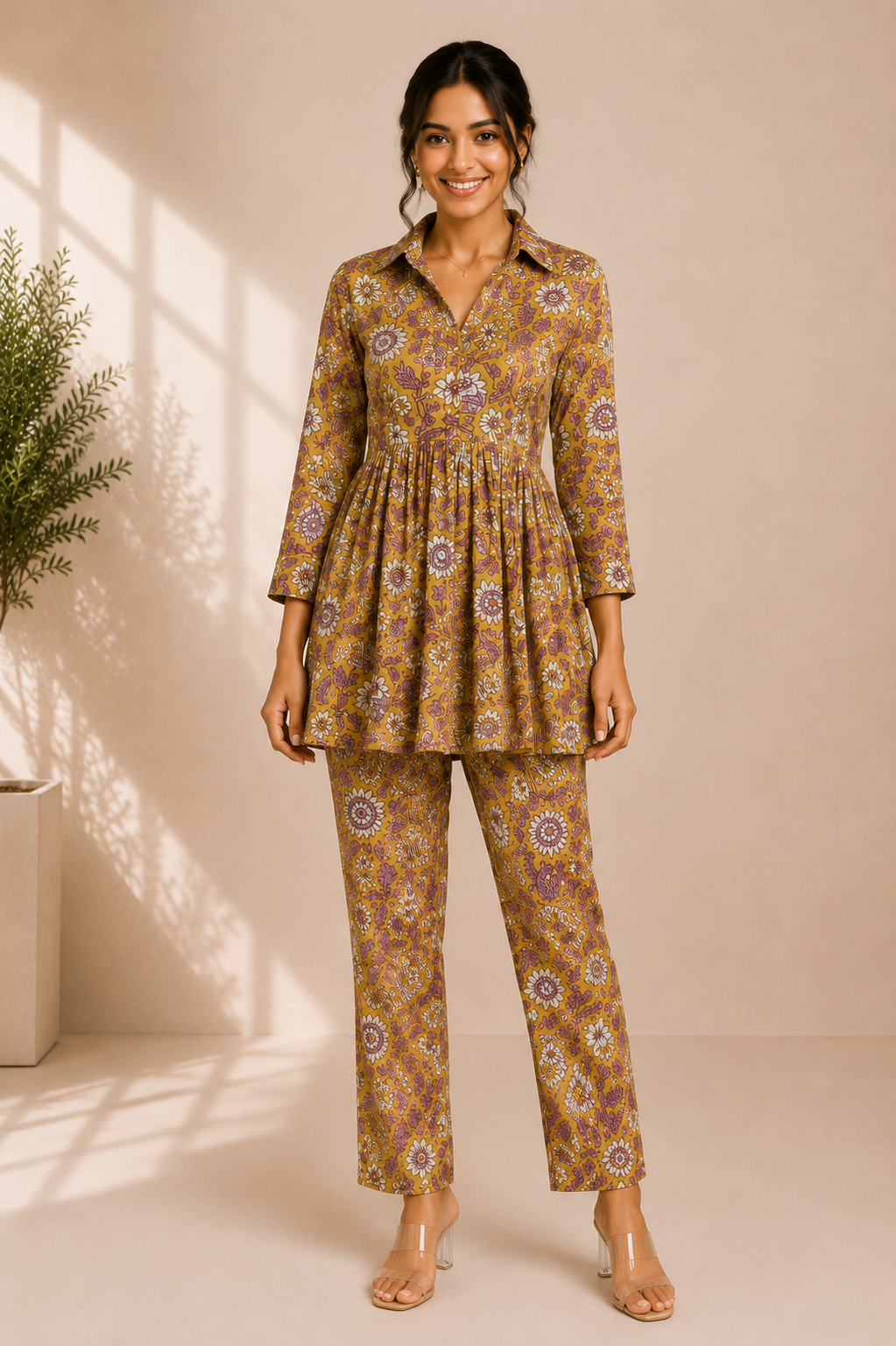 Floral Cotton Co-Ord Set – Golden Meadow