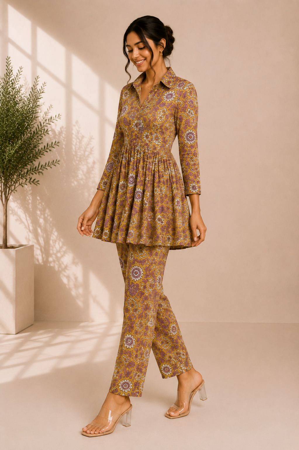 Floral Cotton Co-Ord Set – Golden Meadow