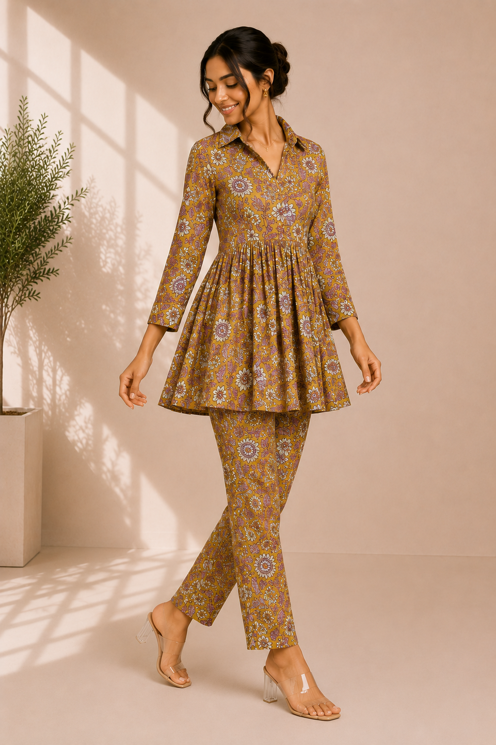 Floral Cotton Co-Ord Set – Golden Meadow