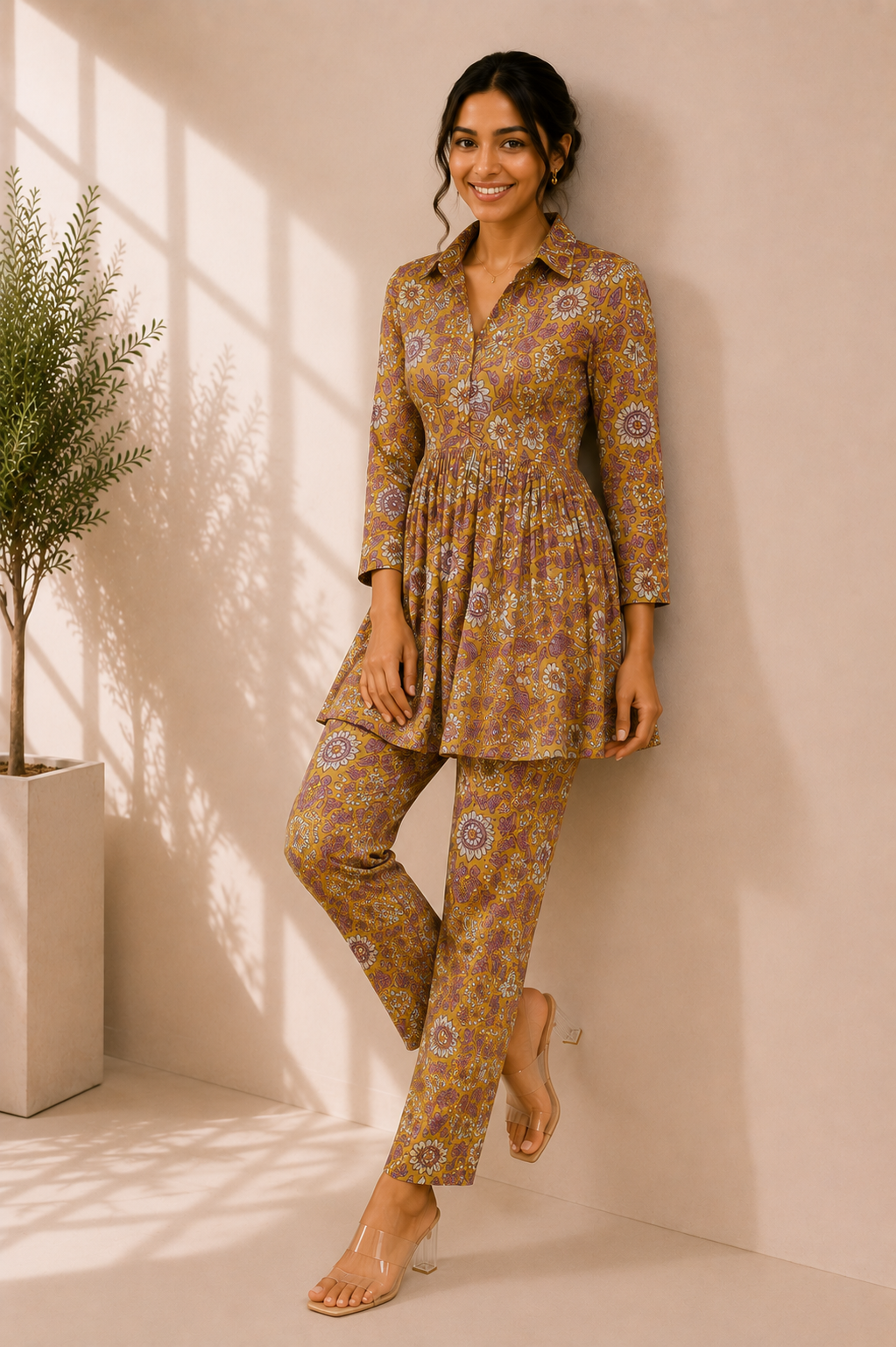 Floral Cotton Co-Ord Set – Golden Meadow