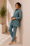 Floral Cotton Co-Ord Set – Ocean Bloom