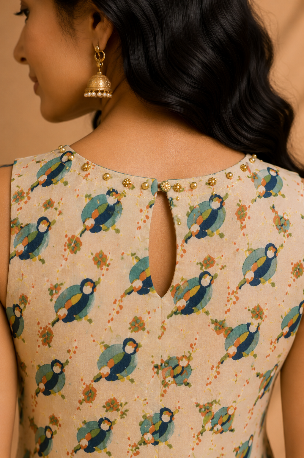 Printed Cotton Sleeveless A-Line Kurta & Straight Palazzo Set – Meadow Songbird