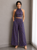 Ajrakh Hand Block Halter Neck Co-Ord Set – Indigo Heritage