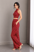 Ajrakh Hand Block Halter Neck Co-Ord Set – Crimson Heritage