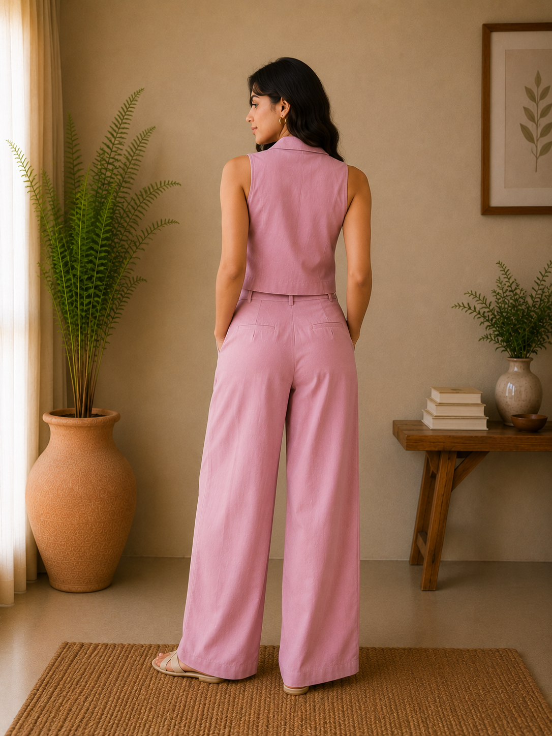 Classic Collar Cotton Co-Ord Set – Baby Pink