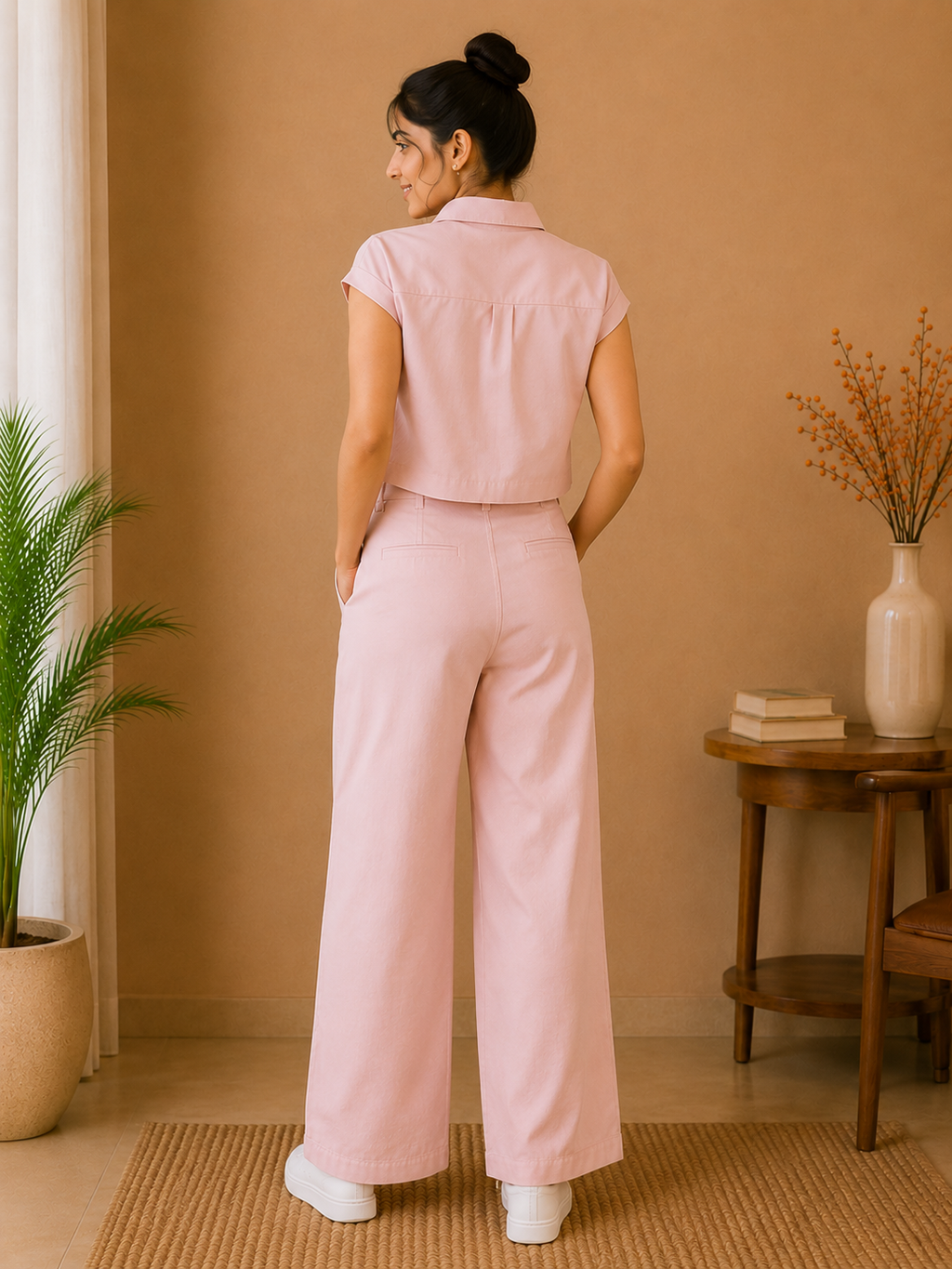Classic Collar Premium Cotton Co-Ord Set – Blush Pink