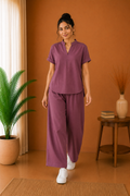 Mandarin Collar Premium 60s Cotton Co-Ord Set – Dusty Plum