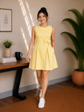 Bow Detail Cotton Stripe Dress – Sunshine Yellow